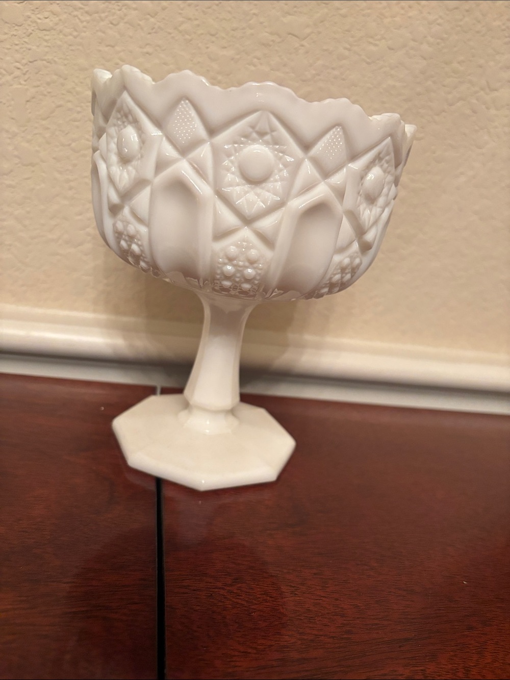 Vintage White Milk Glass Compote Dish